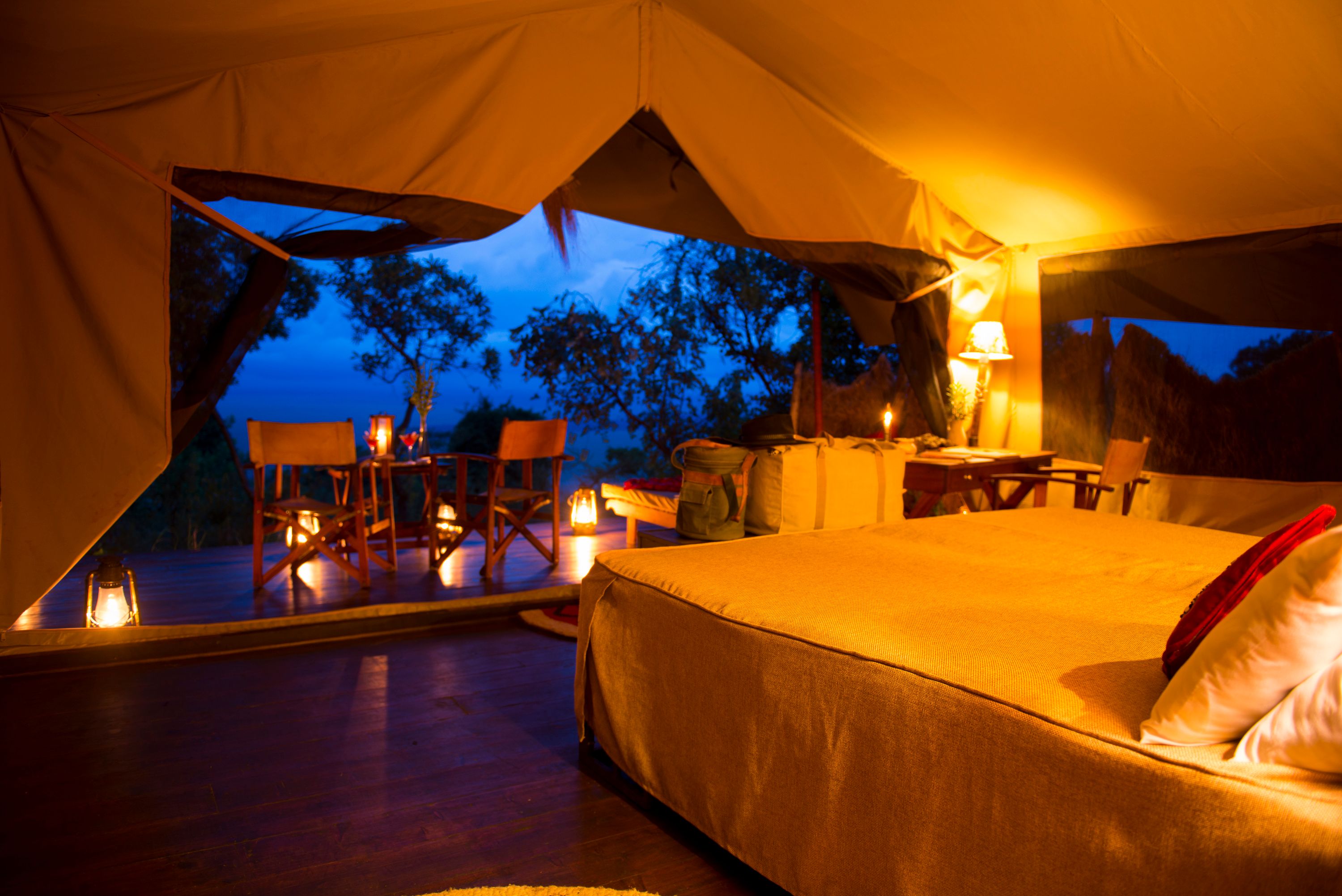 Honeymoon tent bedroom at Kilima Camp
